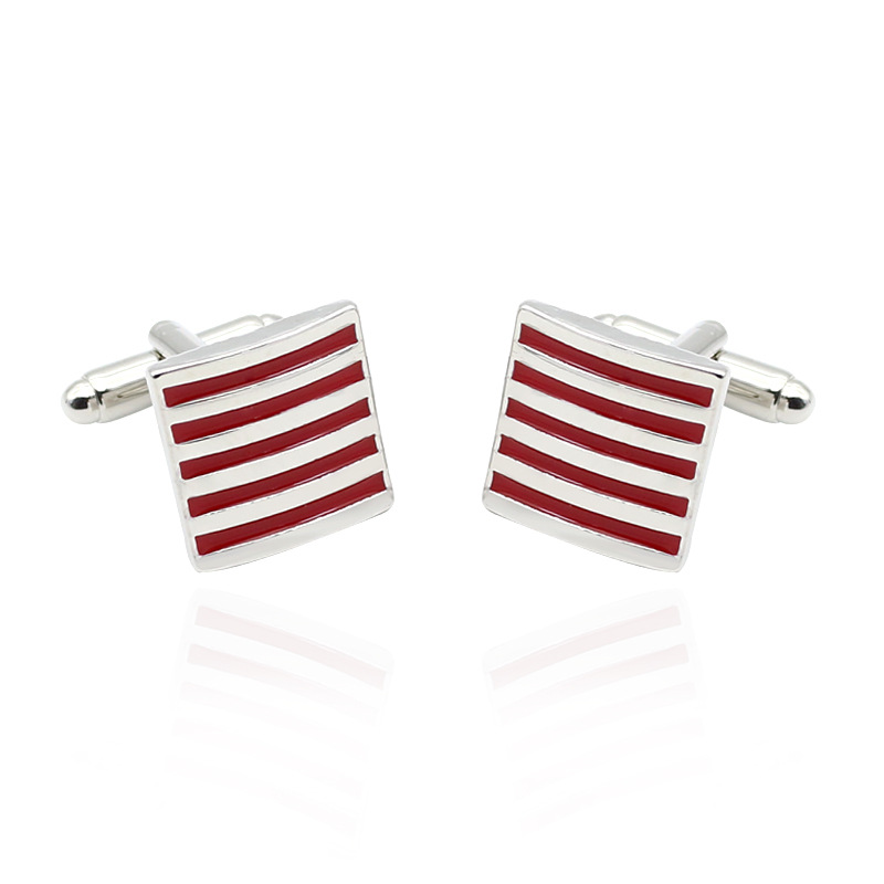 European and American jewelry personality Joker three-color striped cufflinks fashion Men's geometric French buttons cuff pin wholesale