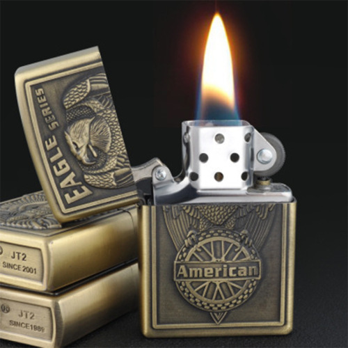 JT6017 Jiantai kerosene lighter wholesale metal portable grinding wheel open flame windproof cigarette lighter direct sale