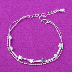 9.9 Yuan Taobao style silver bracelet, Korean version for women, simple summer retro little star anklet, small gift wholesale