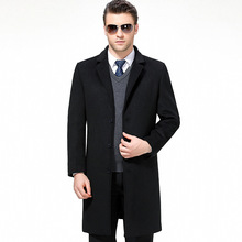 男式新款羊毛呢子大衣男士中长款西装领修身毛呢外套风衣厂家直销