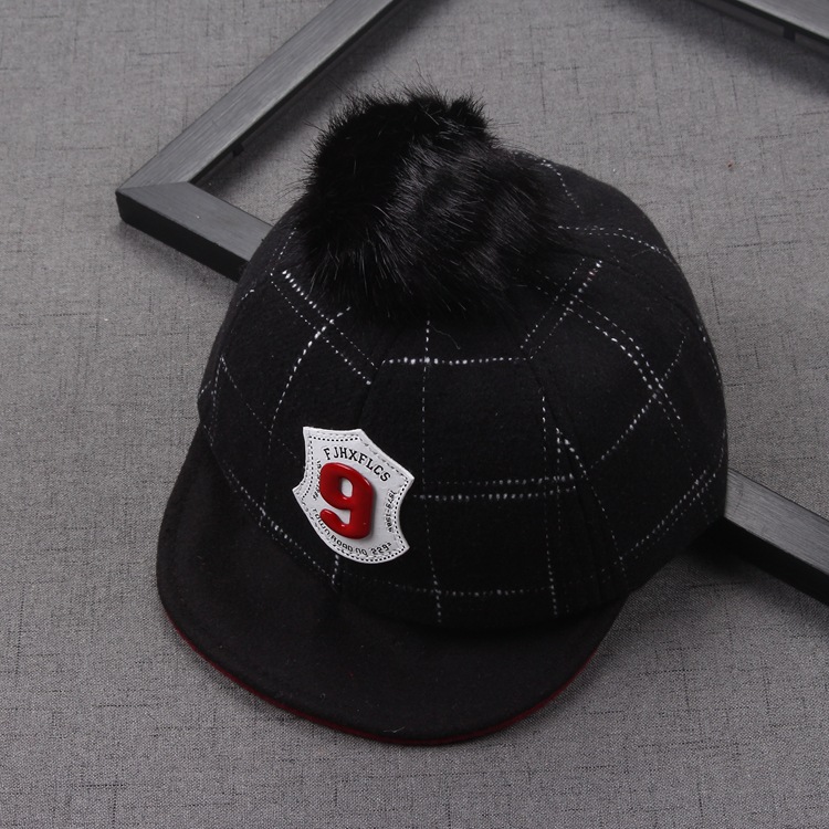 baby baseball cap fur ball cap 