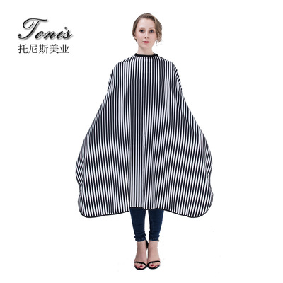 供应理发围布成人发廊剪发不沾发家用美发成人剪发衣直纹条纹围脖|ru