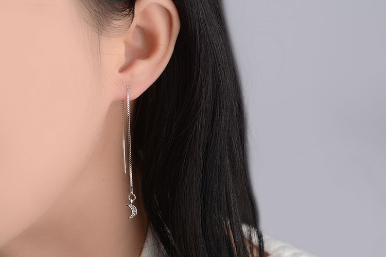 1 Pair Fashion Star Moon Copper Inlay Zircon Ear Line display picture 2