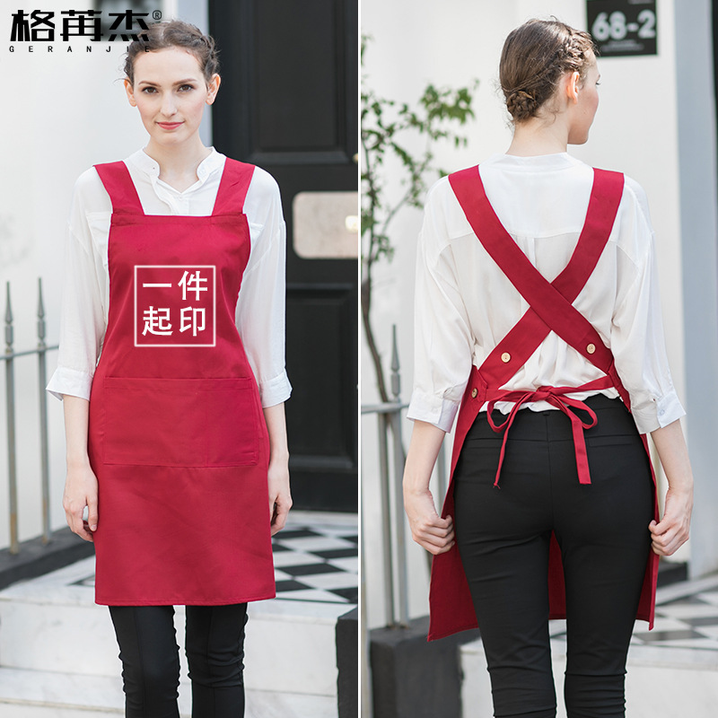 GE corrió Jie estilo coreano moda delantal cocina anti-fouling y aceite-prueba adultos hombres y mujeres ropa de trabajo de logotipo personalizado delantal