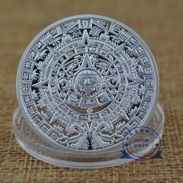 commemorative coin customized Manufactor Cross border arts and crafts 999 Sterling Silver relief Maya Medals badge Silver coin
