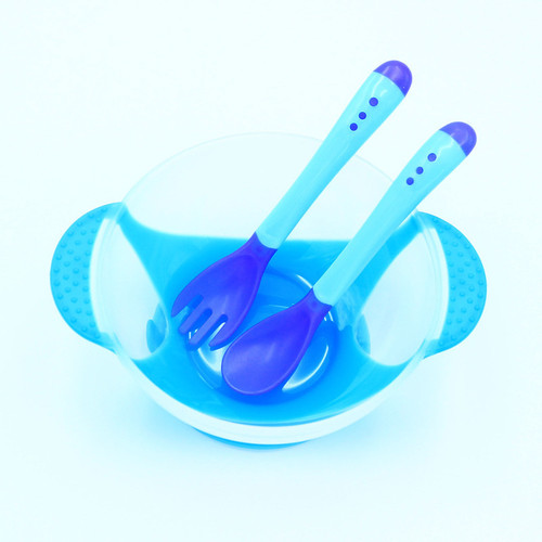 宝宝儿童餐具套装婴儿饭碗吸盘碗软勺子感温勺辅食碗餐盘碗勺喂食
