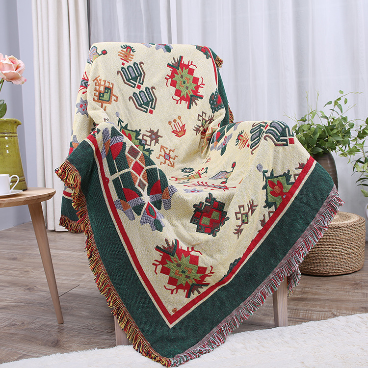 Dulcis Sofa Blanket Cover Blanket Tibetan Style Thickened Double-sided Three-layer Cotton Thread Blanket Sofa Towel Cover Blanket
