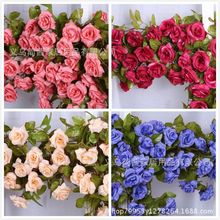 17头高档装饰花藤玫瑰花仿真花藤假花藤条空调管道吊顶藤条欧式