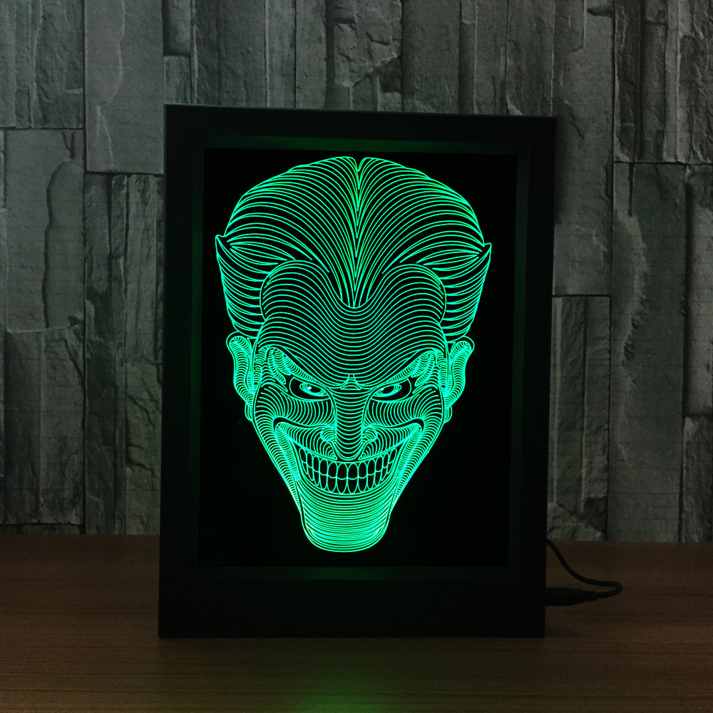 3d相框灯 创意相框灯 led相框灯惩罚面具骷髅头