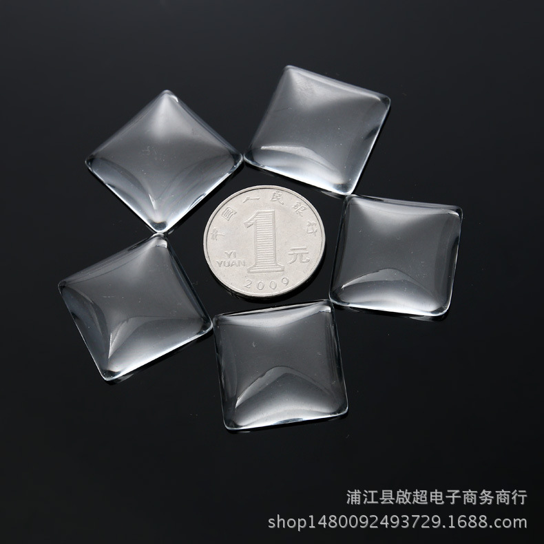 square transparent glass fridge magnet