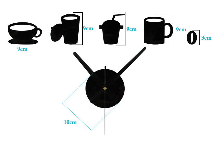 趣味生活咖啡时钟挂钟时尚创意趣味挂钟 diy掛鐘装饰时钟趣味吸管详情8