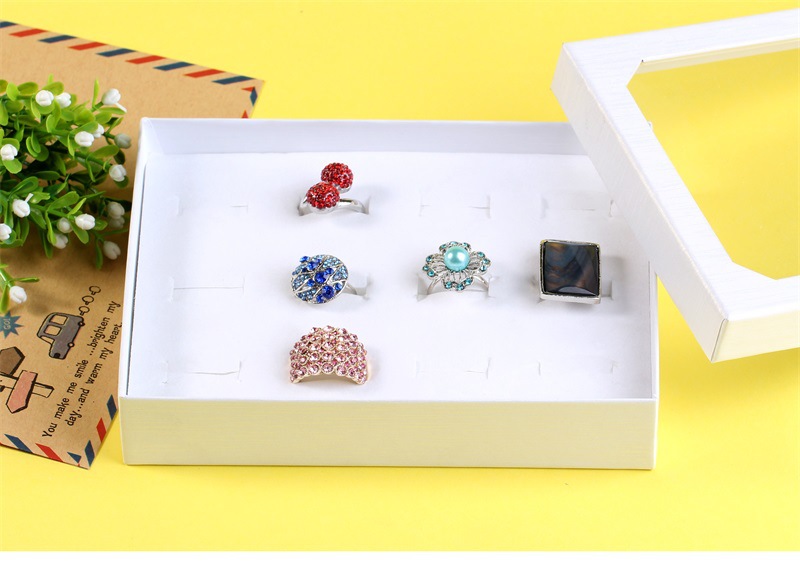 12 Hole Ring Display Box Transparent World Cover Carton Fashion Rings Storage Boxes display picture 8