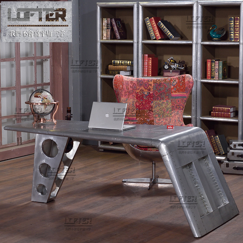 Aluminum Rivet Creative Big Class Table LOFT Industrial Style Retro Distressed Metal Desk Stylish Computer Desk