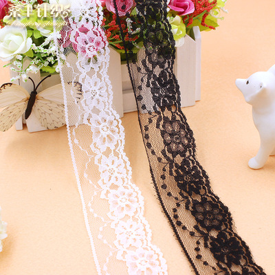 黑/白色大荷花单边无弹蕾丝花边 DIY服饰内衣辅料 4.5CM|ru