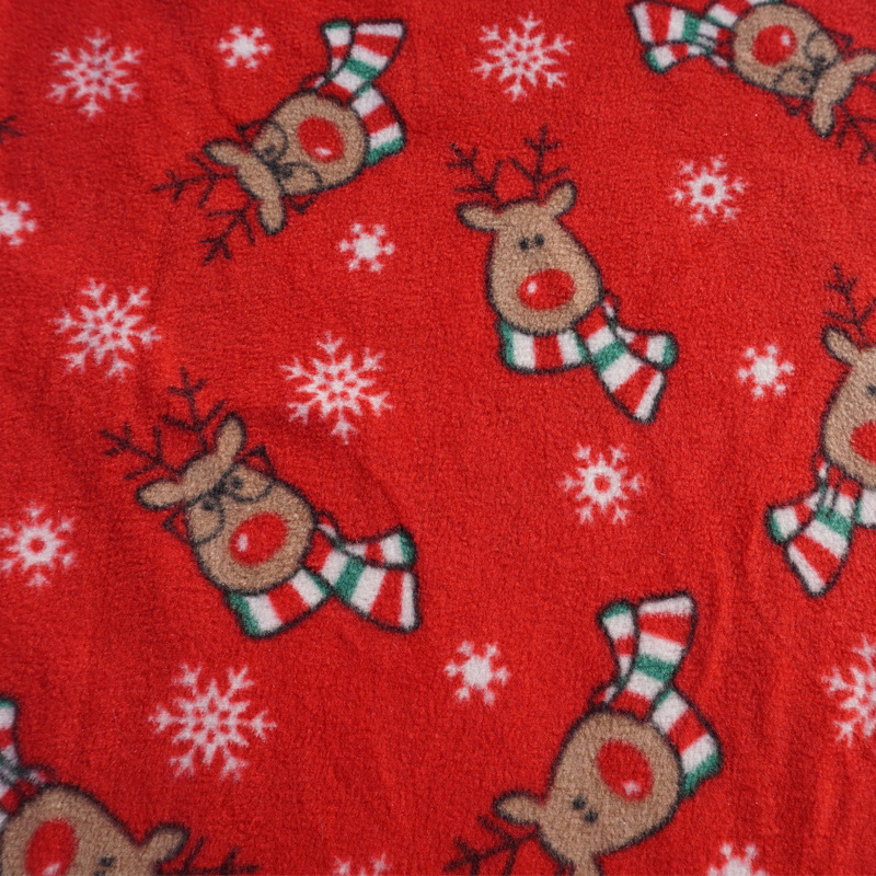 供应 印花摇粒绒麋鹿复合绒布 秋冬加厚单面摇粒针织绒布