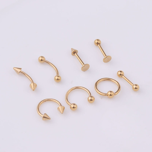 Wish popular 8 pieces/set mixed style wholesale stainless steel body piercing jewelry eyebrow lip nose nail ring