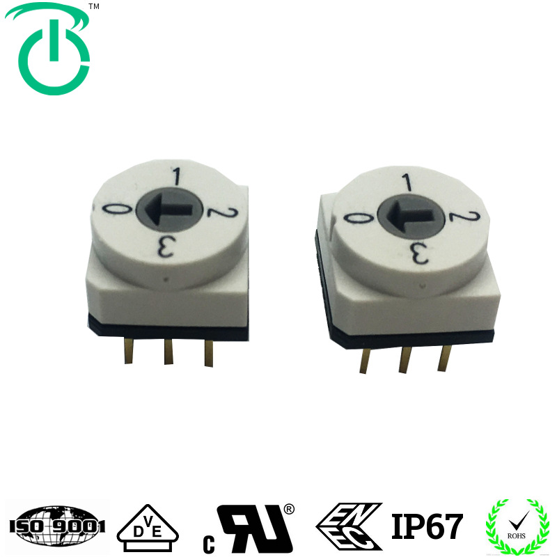 厂家供应TDR-04替代APEM10*10尺寸插件6脚4档旋转开关编码开关