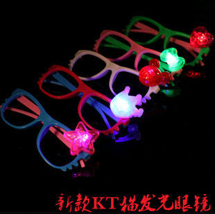 新品KT貓發光眼鏡 酒吧節日聖誕派對用品 發光玩具 地攤批發