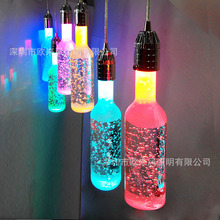 现代创意酒吧水晶玻璃酒瓶单头吊灯 餐厅吧台艺术个性装饰LED灯具