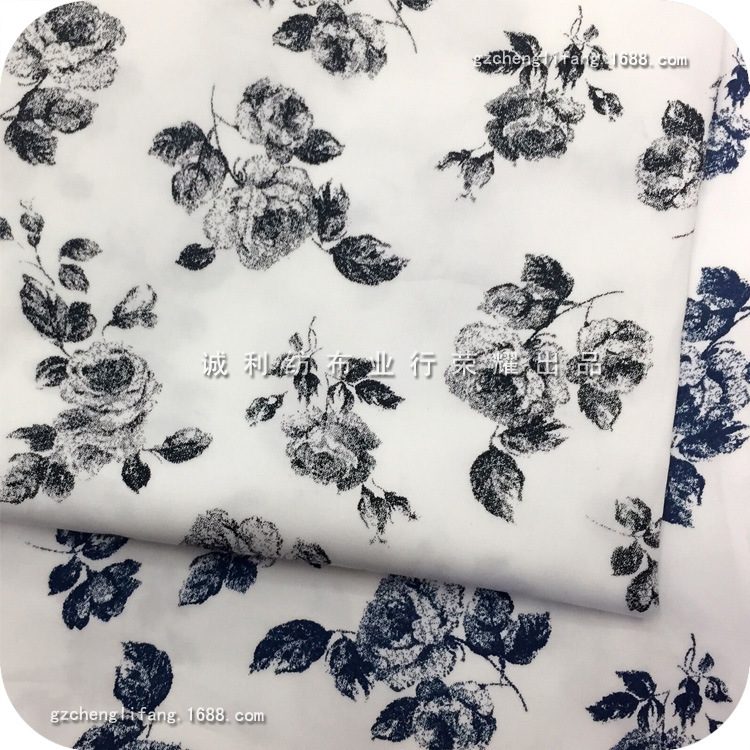 全棉缎纹无弹印花布小玫瑰花女装连衣裙印花面料夏衬衫印花布家纺