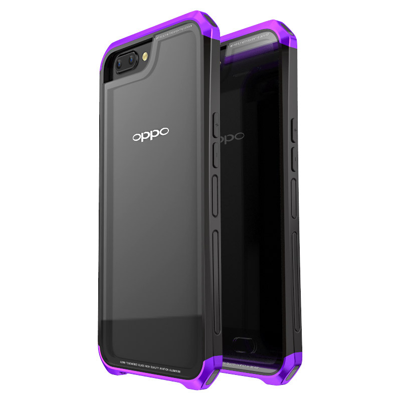 Luphie Nunchaku Airframe Metal Frame Air Barrier Tempered Glass Back Case Cover for OPPO R11 & OPPO R11 Plus