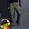 Autumn and winter new pattern man thickening Solid Multi-pocket trousers Casual pants Straight pants On behalf of