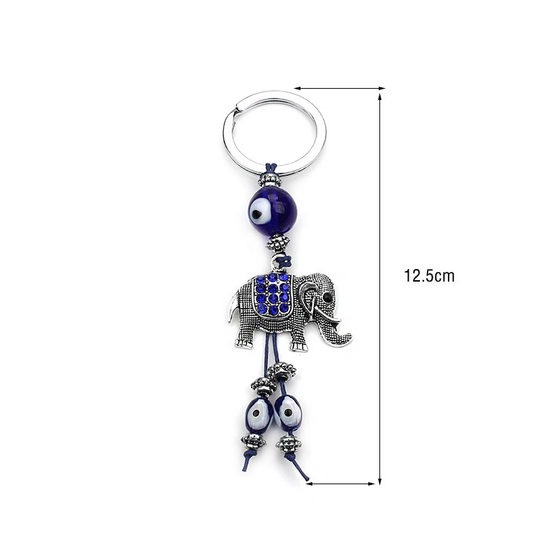 27g Weight Rhinestones Inlay Material Keychain Classification Fashion Eye Elephant Metal Plating Rhinestones Unisex Keychain 1 Piece