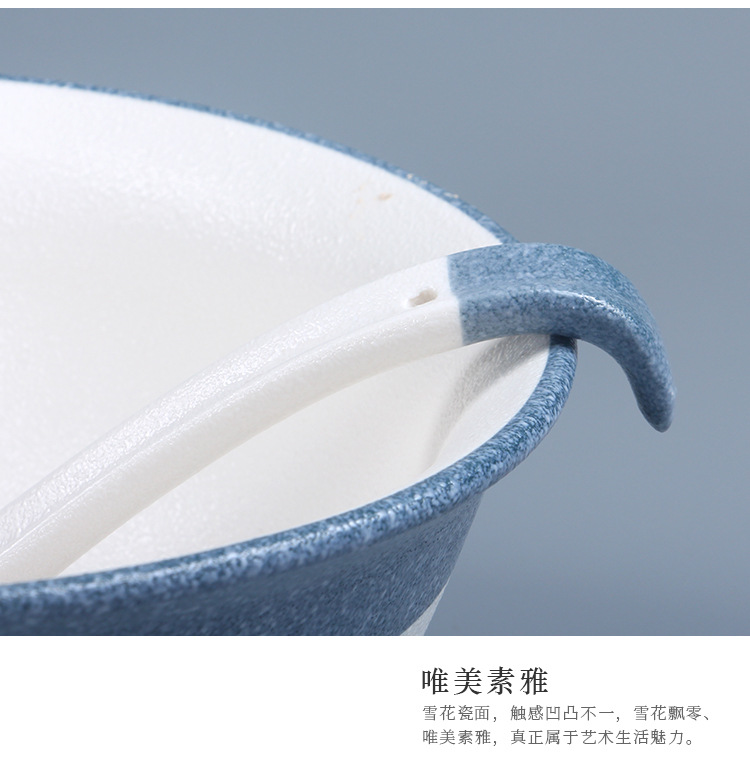 批发日式和风陶瓷雪花釉餐具大公勺大瓷勺子汤勺搅拌勺弯柄大汤匙详情3