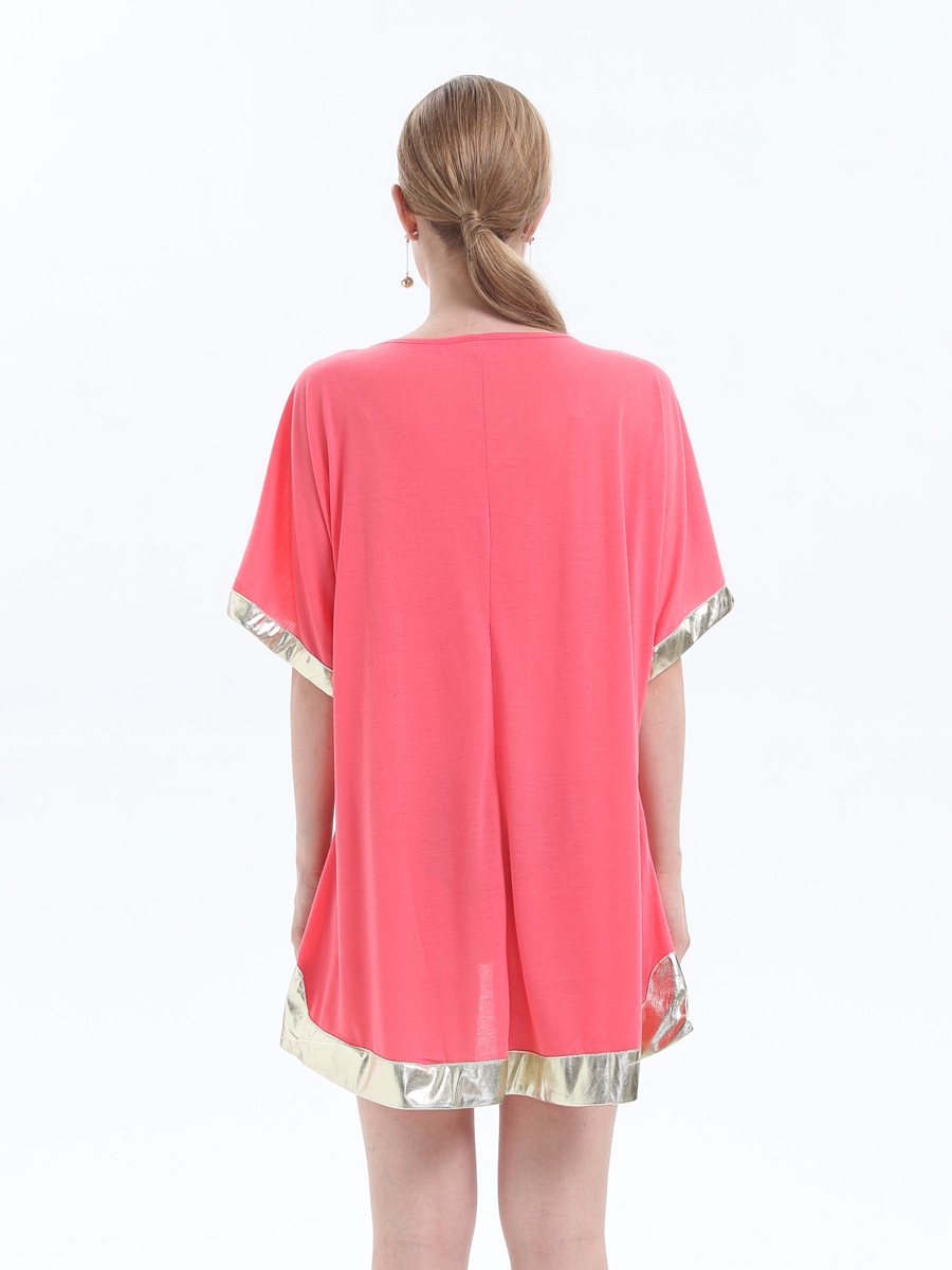 solid color V-neck loose patch irregular sleeve top  NSJR36732