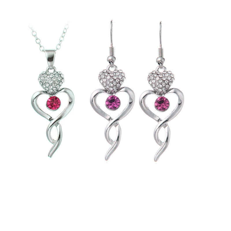 Ожерелье в форме сердца, серьги, подвеска, элегантные украшения, европейский стиль, усыпанные кристаллами