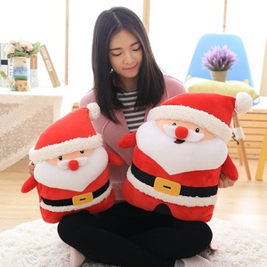 可爱圣诞老人抱枕圣诞麋鹿毛绒玩具圣诞气氛布置可加logo定制吉祥