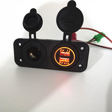 3100MA通用型2合1電源插座+雙USB汽車改裝車充取電器組合