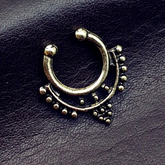 Manufacturer Direct Sale European and American Engraved Conical False Nose Clips, Nose Pins, Nose Rings, Body Piercing Accessories Wholesale