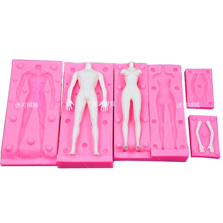 Fondant molde de silicona hombres y mujeres molde de silicona fondant Doll cake molde herramientas para hornear al por mayor