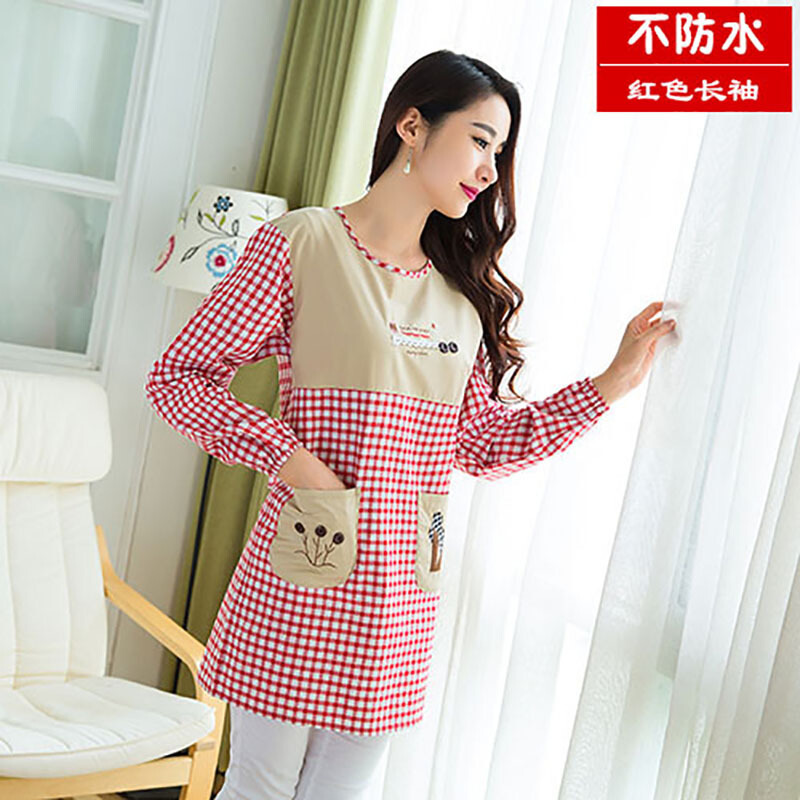 Cocina cocina delantal de algodón puro coreano moda adulto mono manga larga delantal impermeable a prueba de aceite anti-vestidor mujeres