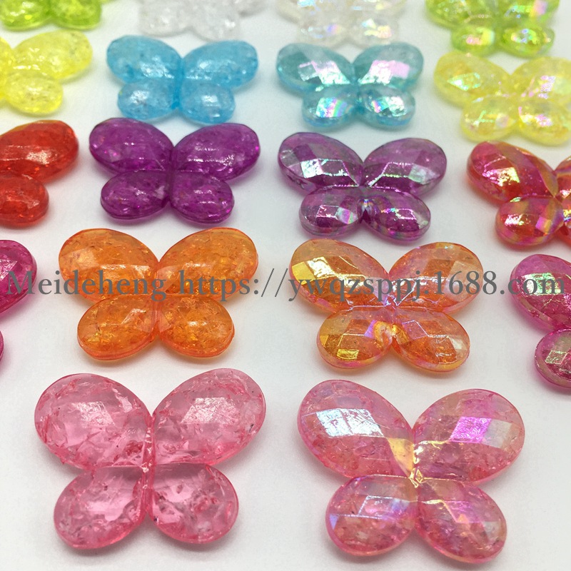 Alibaba hot-selling cracked acrylic straight hole beads diy handcrafted beaded necklace accessories Butterfly style material factory wholesale detail image 9