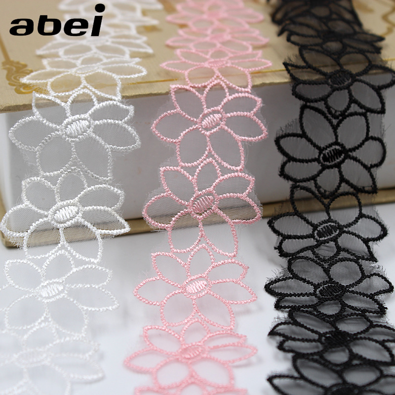 欧根纱刺绣小花蕾丝 diy娃娃手工辅料 婚纱内衣装饰花边 布艺服饰