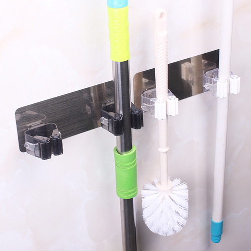 Brushed gray traceless mop hanger, mop clip, no need to punch, traceless broom, mop hook clip, mop holder