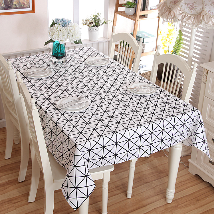 Modern Geometric Tablecloth Cotton Canvas For Kitchen And Dining_voghion.com