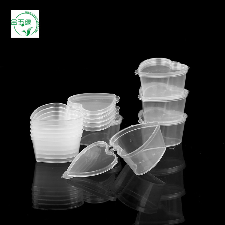 Recipientes desechables para salsa Jinwuyuan, vasos para salsa, envases redondos/en forma de corazón para llevar, 45 ml, especiales para comida para llevar. image 4