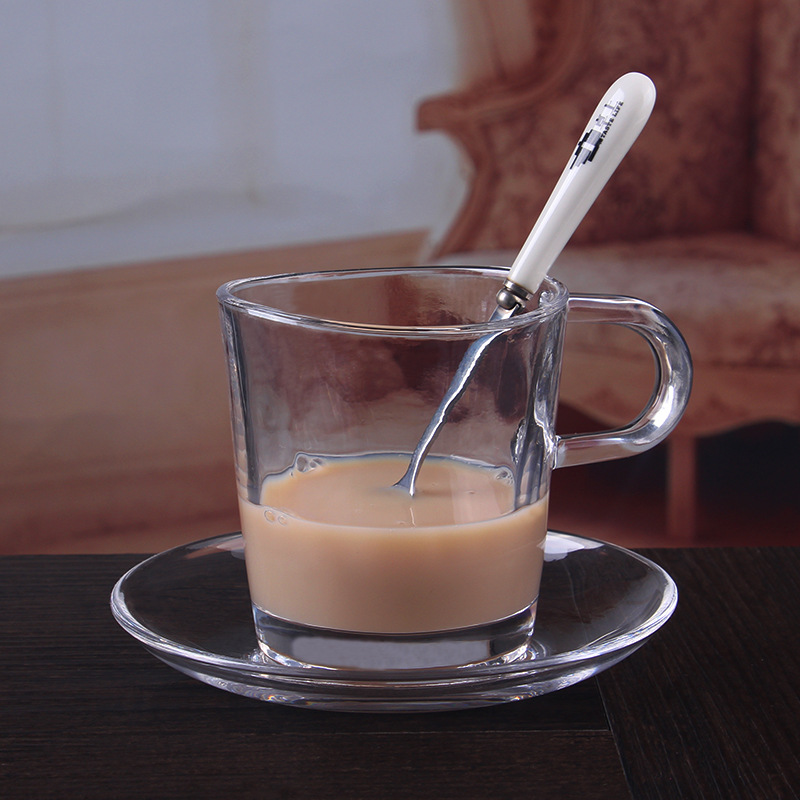 厂家批发玻璃咖啡杯 多种款式咖啡杯把手带碟子