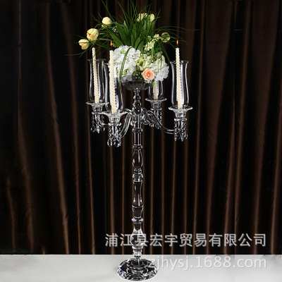 批发欧式九头水晶烛台家居婚礼婚庆装饰品水晶蜡烛台工艺品|ms