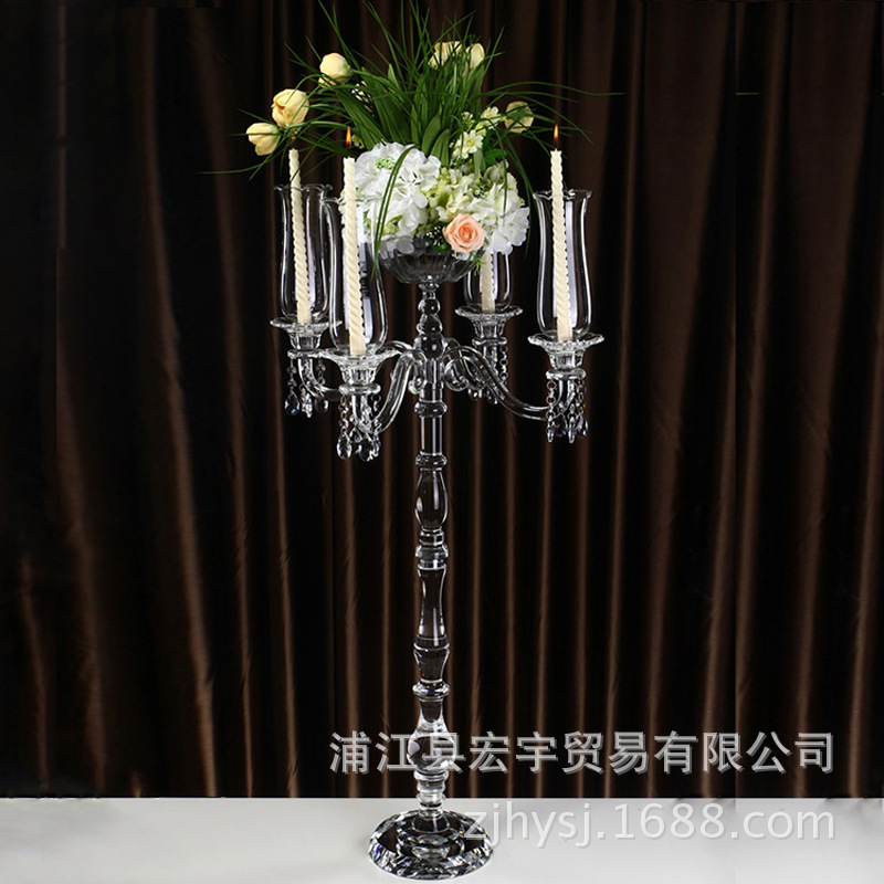 批发欧式九头水晶烛台家居婚礼婚庆装饰品水晶蜡烛台工艺品|ms