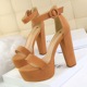 1550-1 Euro-American style thick-heeled super-thin high-heeled shoes Sexy nightclub women's shoes waterproof platform, open-toed leather belt buckle sandals