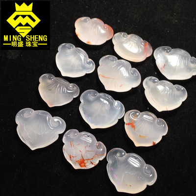 天然水晶南红吊坠冰飘如意锁苏工小雕件宝宝长命锁项坠佛珠配珠