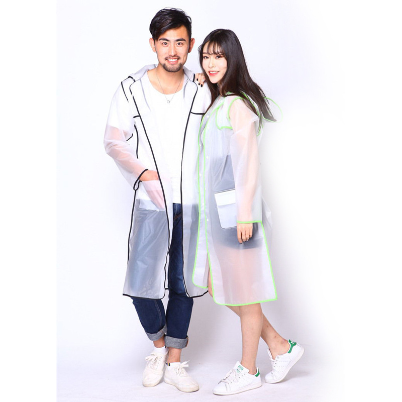 男女日韩时尚透明帽檐雨衣雨披 户外活动演唱会旅行多彩包边长款|ru