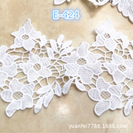 E-424水溶牛奶丝花朵镂空刺绣新版蕾丝花边DIY手工辅料批发13厘米