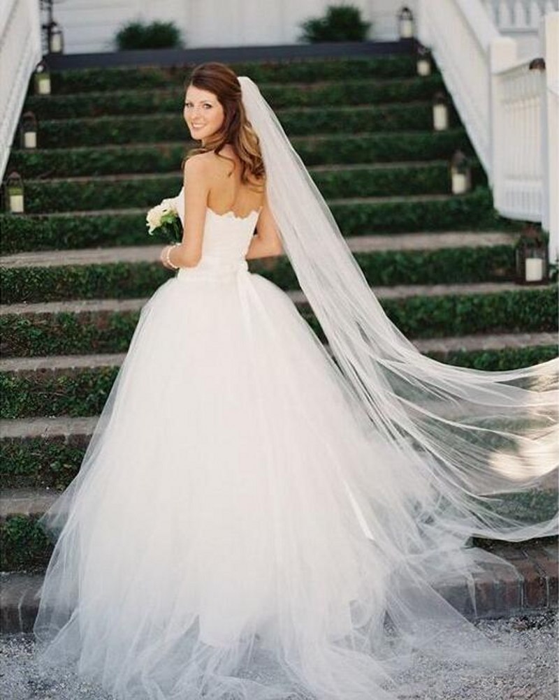 New bridal wedding veil simple single-layer long trailing veil with iron hair comb factory wholesale