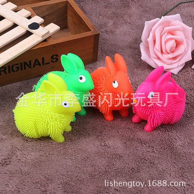 Flash hairy balls Luminous hedgehog ball Elastic ball Glow Toys Luminous plush ball Sound toys