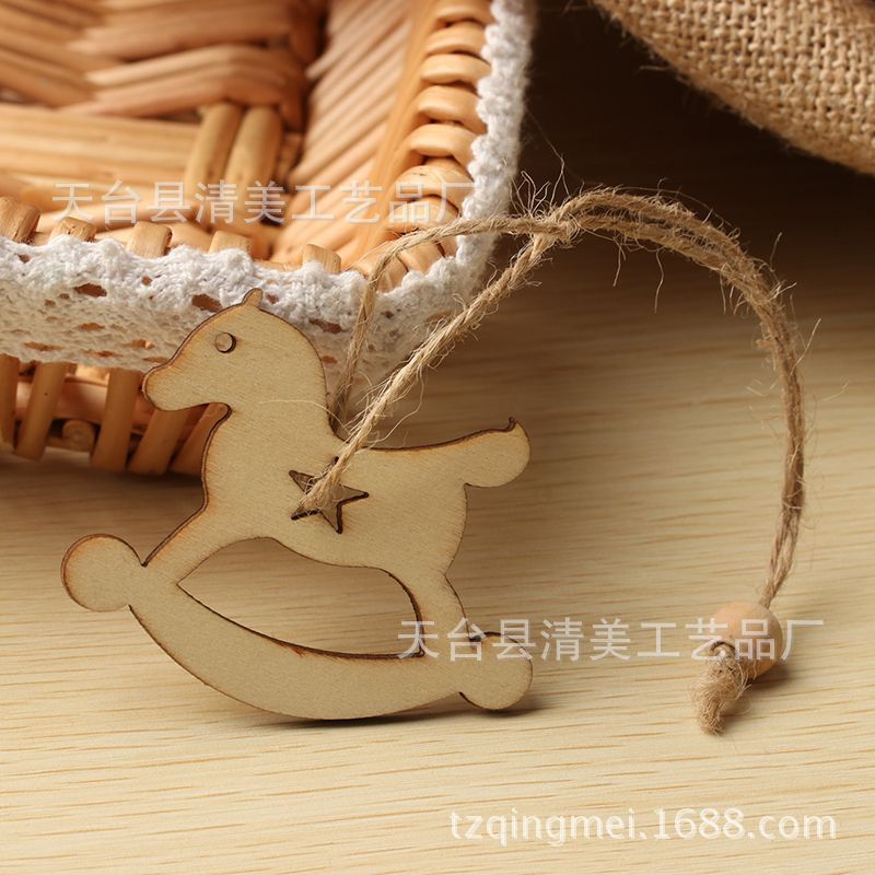 7 piezas de madera serie de Navidad de troncos piezas de madera decorativas de madera de bricolaje 10 piezas en un paquete